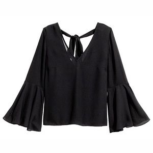 H&M Bell Sleeve Black Blouse